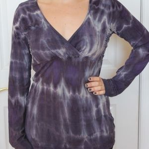 Long Sleeve Tie Dye Knit Purple Shirt - M